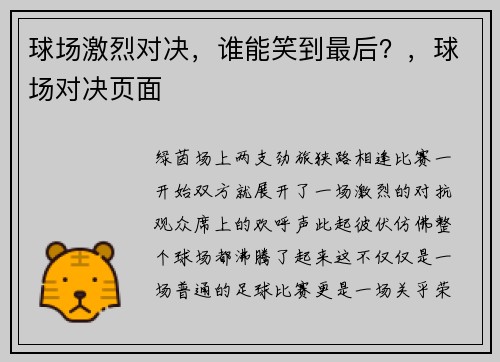 球场激烈对决，谁能笑到最后？，球场对决页面